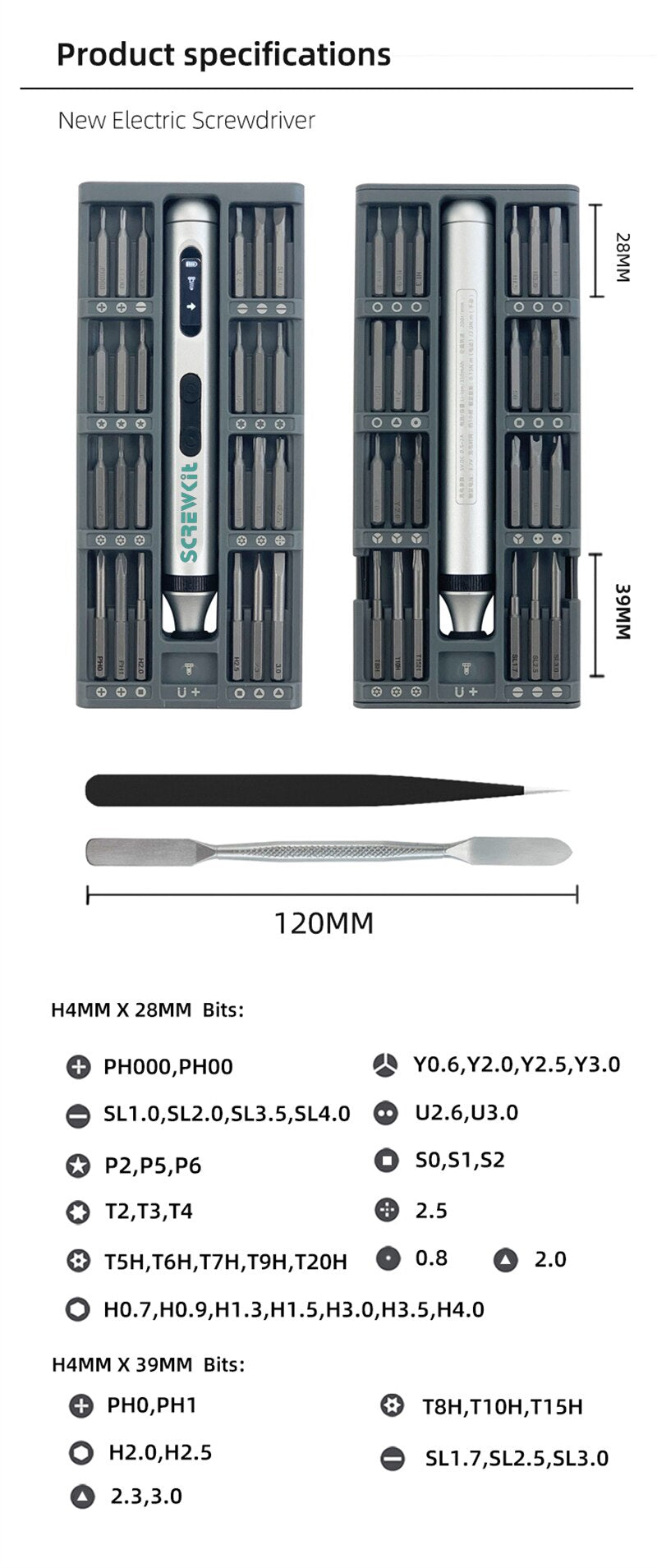 Precision Electric Screwdriver Kit With Adjustable Torque. Type C Fast Charging.