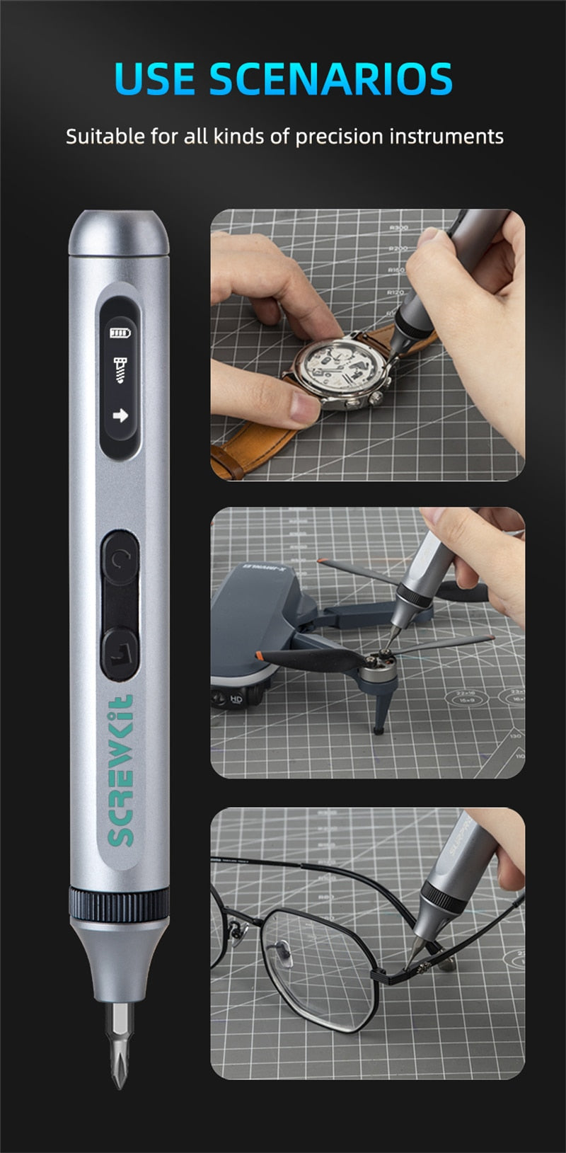 Precision Electric Screwdriver Kit With Adjustable Torque. Type C Fast Charging.