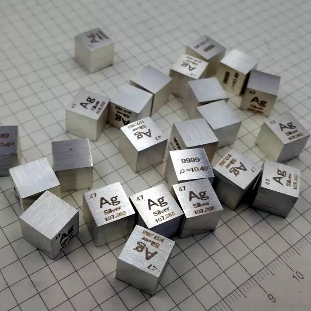 10mm (0.39") Metal Tungsten Cubes up to 99.9% Pure Periodic Table Element Engraved Collection