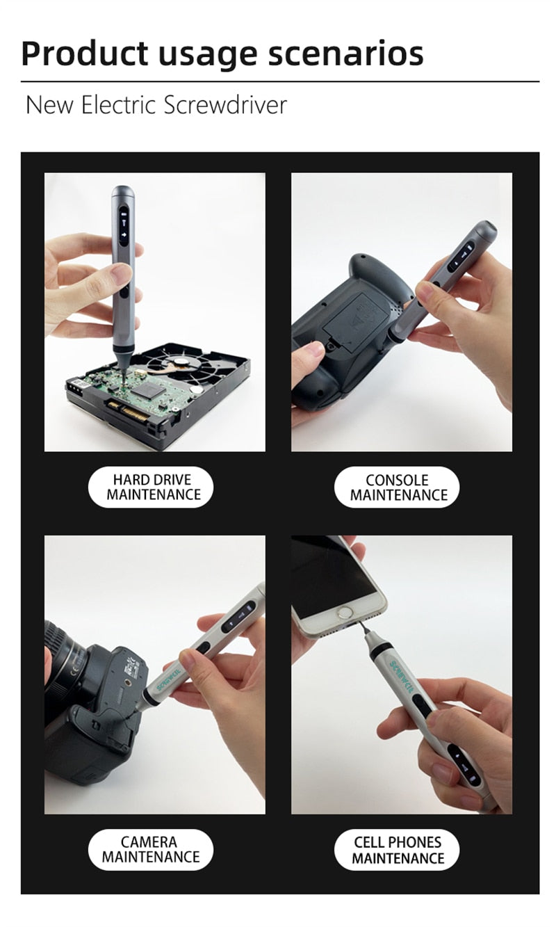 Precision Electric Screwdriver Kit With Adjustable Torque. Type C Fast Charging.