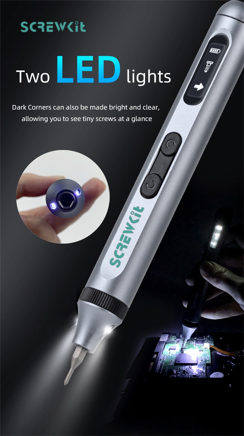 Precision Electric Screwdriver Kit With Adjustable Torque. Type C Fast Charging.