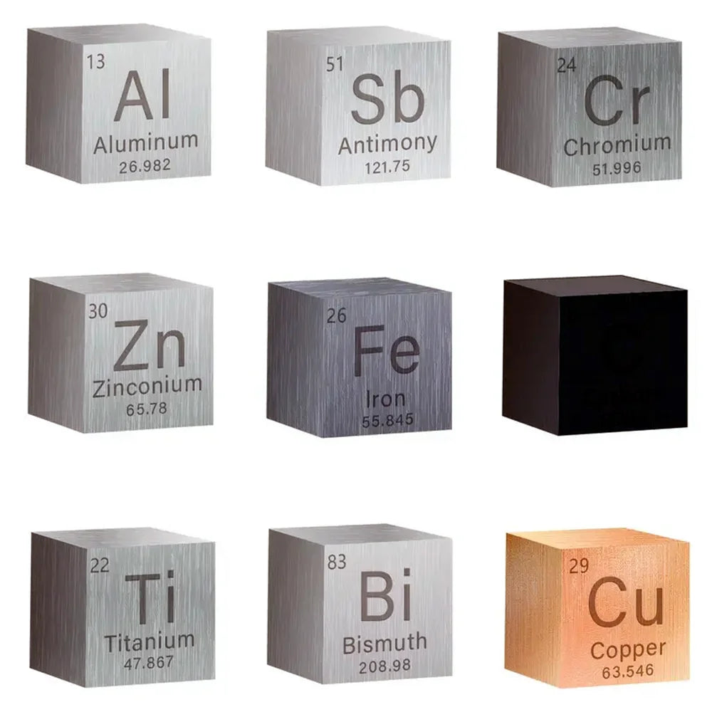 10mm (0.39") Metal Tungsten Cubes up to 99.9% Pure Periodic Table Element Engraved Collection