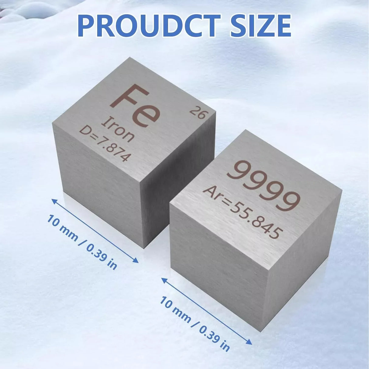 10mm (0.39") Metal Tungsten Cubes up to 99.9% Pure Periodic Table Element Engraved Collection