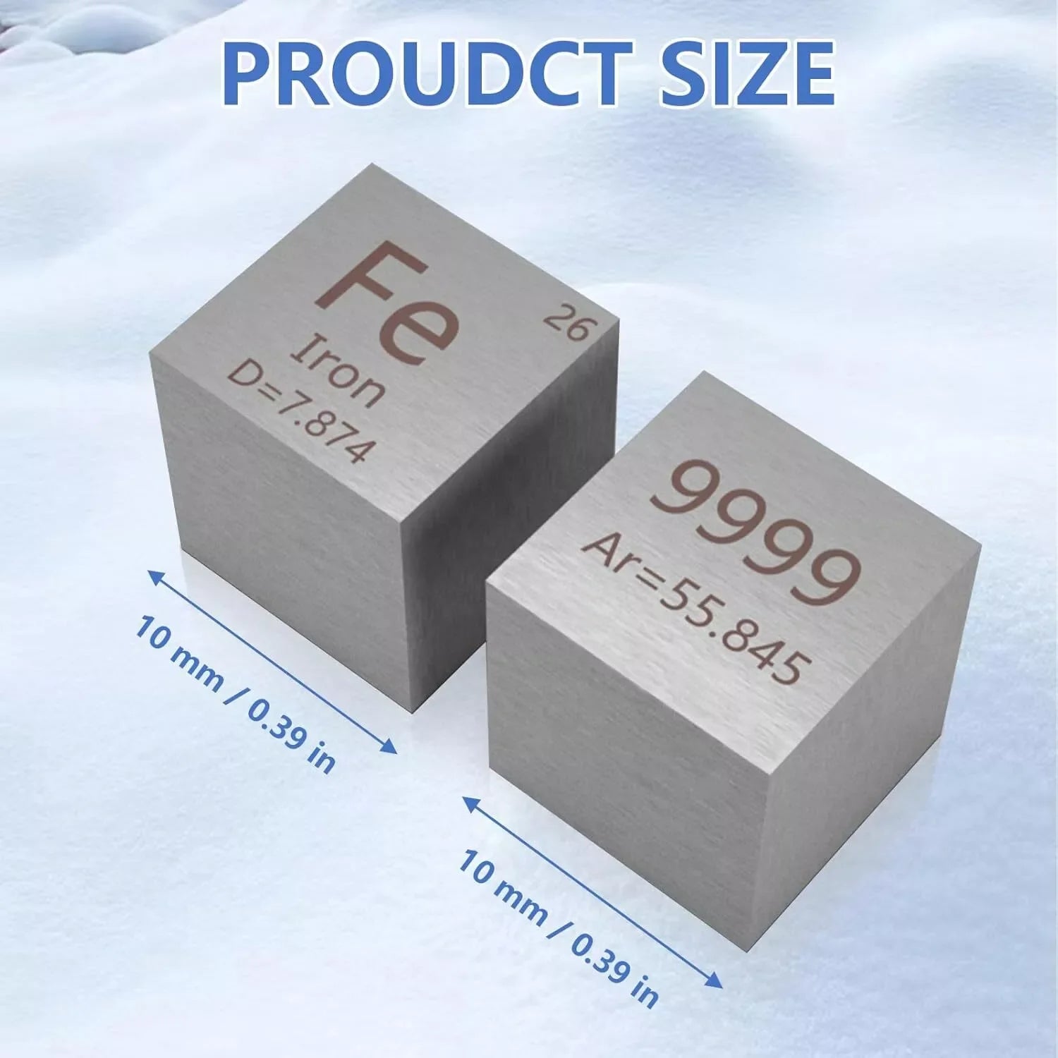 10mm (0.39") Metal Tungsten Cubes up to 99.9% Pure Periodic Table Element Engraved Collection