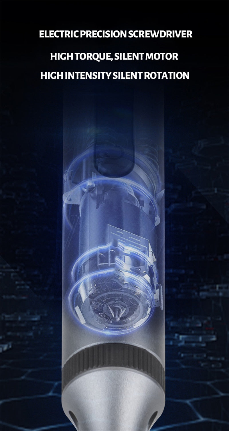 Precision Electric Screwdriver Kit With Adjustable Torque. Type C Fast Charging.