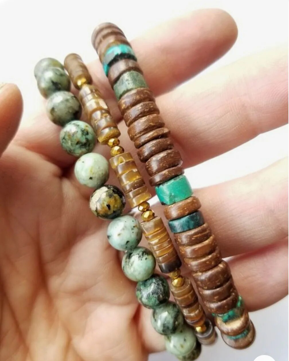 Men's Beaded Stretch Boho Bracelets.