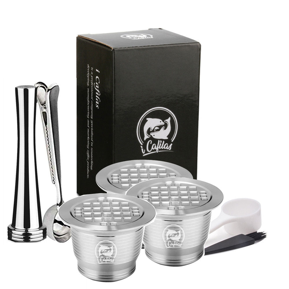 ICafilas Stainless Steel, Reusable Coffee Filter With Tamper for Nespresso Machines.