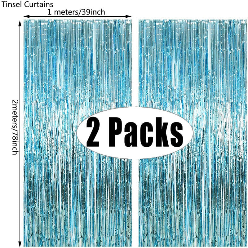 2Pack Party Metallic Foil Backdrop Curtain Decoration.  Great For Weddings, Birthdays or Showers.