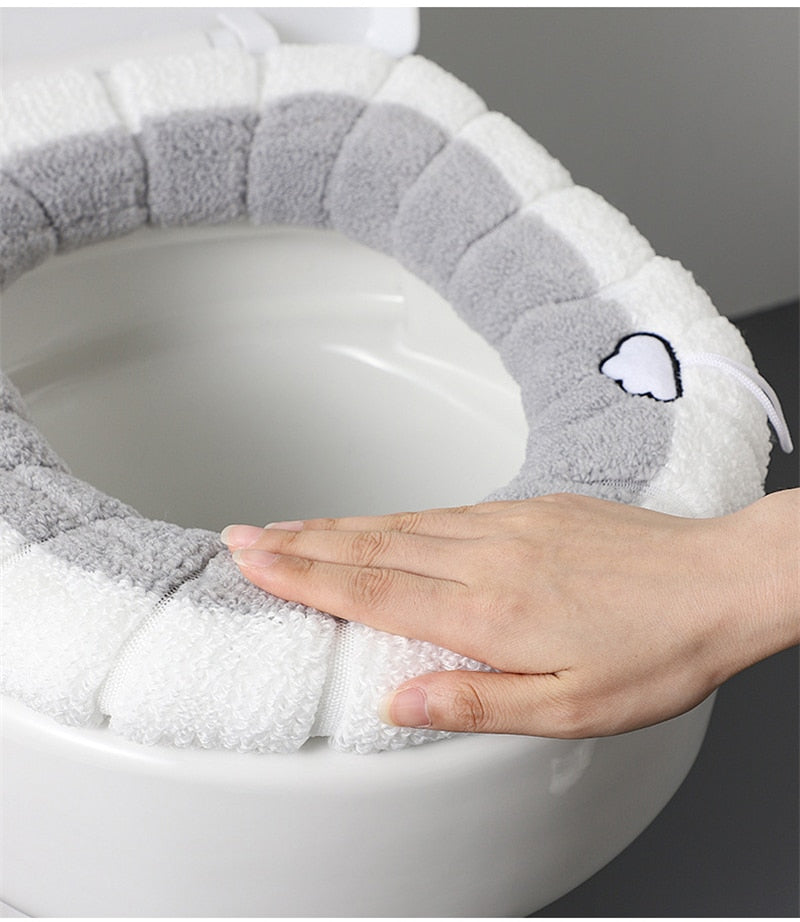 Universal Soft Warm Toilet Seat Cushion.  Easily removed and washable.