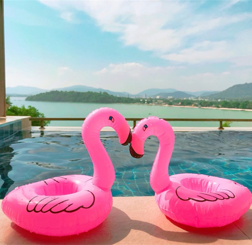 Tropical Flamingo Inflatable Drink Holder. Great for Pool Parties.