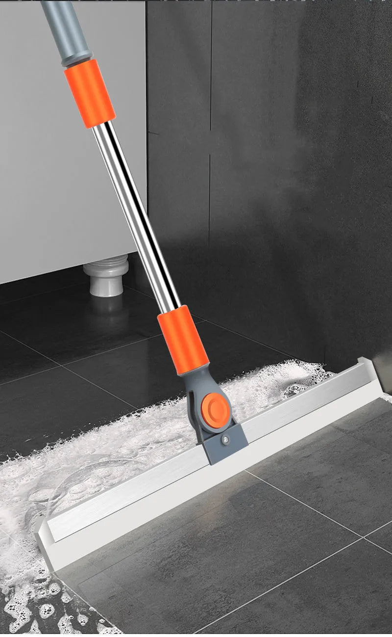 Silicone Magic Broom With Wiper For Floors Or Glass With 82-125 Extension and 180 Degree Swivel