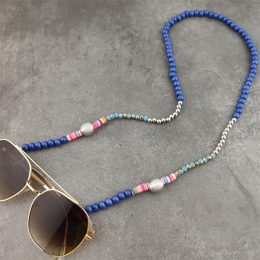 Boho Wood Bead Chains with Silver Metal Balls For Eyeglasses/Sunglasses.