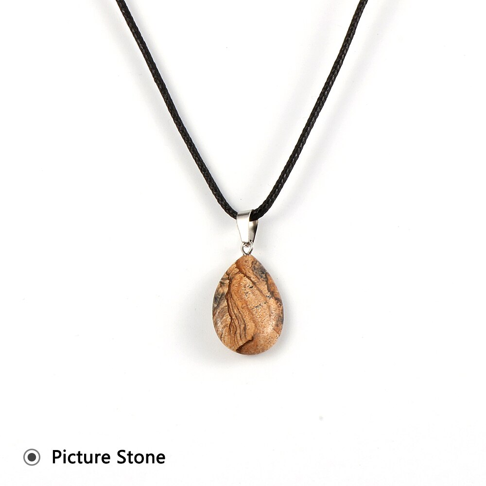 Women Natural Water Drop Pendant Necklace. Easy To Wear As A Necklace OR Choker with a Variety of Stones.