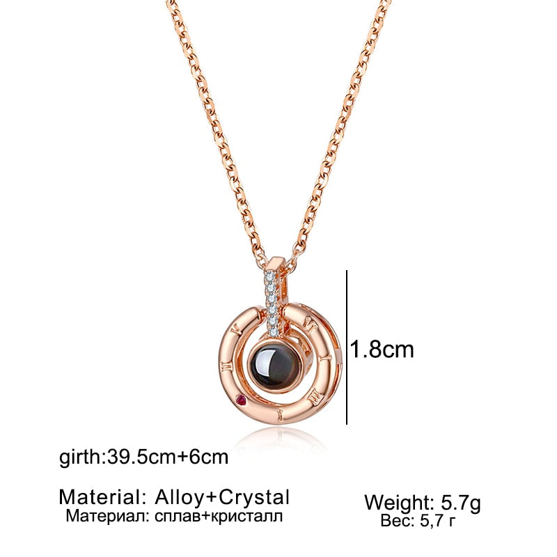 Necklace projects 100 different Languages saying "I Love You" .