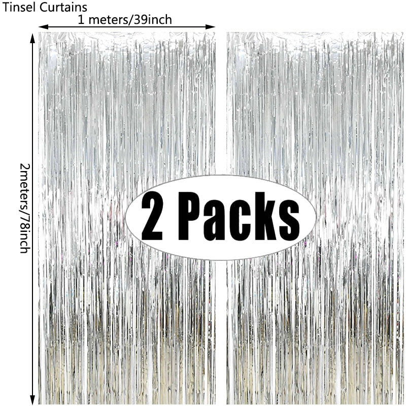 2Pack Party Metallic Foil Backdrop Curtain Decoration.  Great For Weddings, Birthdays or Showers.