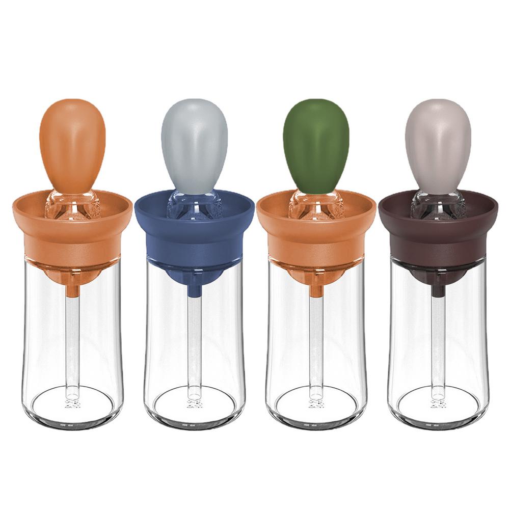 150ml Kitchen Glass Oil Bottle With Silicon Brush and dispenser.