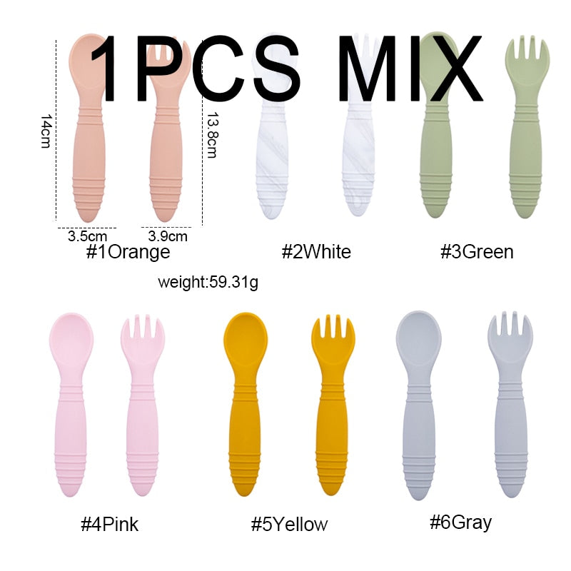 Babies Silicone Bowl, Fork, Spoon, OR Cup and Straw With Suction Cup.