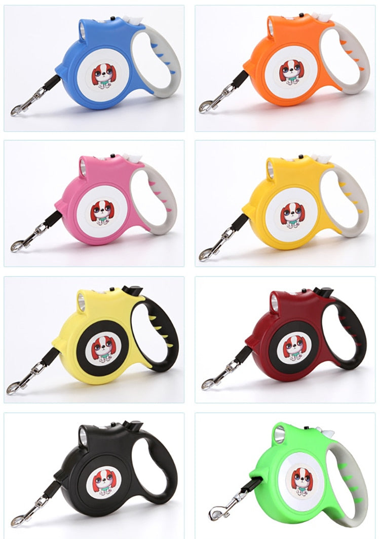 LED Retractable/Detachable Pet Leash with LED Flashlight.