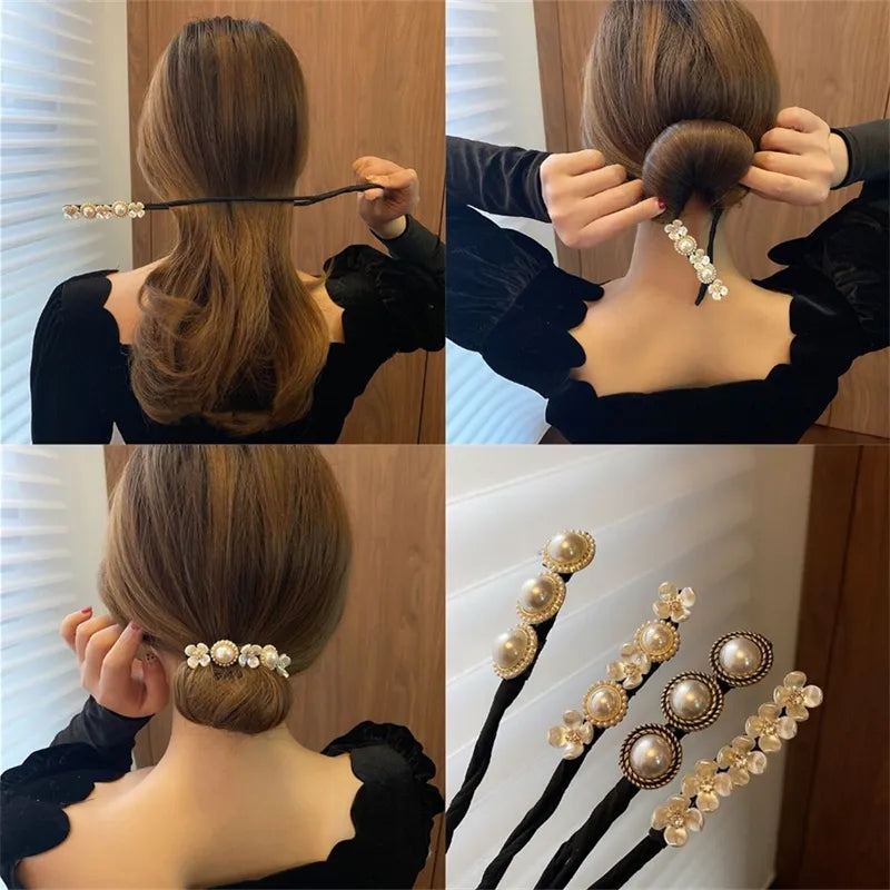 Pearl Ponytail Hair Twists To Make Elegant Buns.