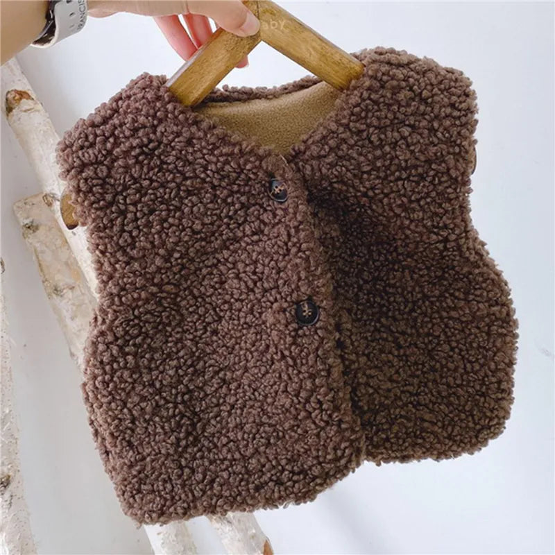 Autumn Baby V Neck Plush Vest