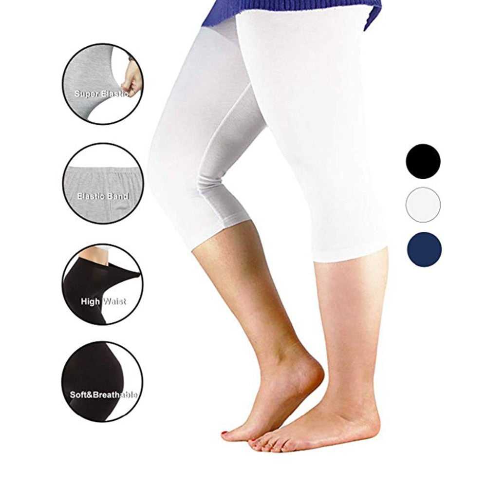 Women's High Stretch Capri Style Casual Bamboo Fiber Leggings. Come in Plus Sizes.