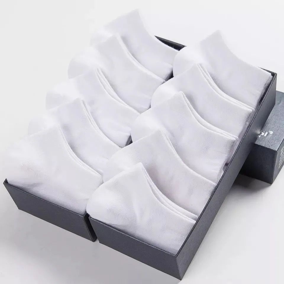 5 Pairs Low Cut Men/Women Cotton Sports Socks. Solid Black White Or Gray.