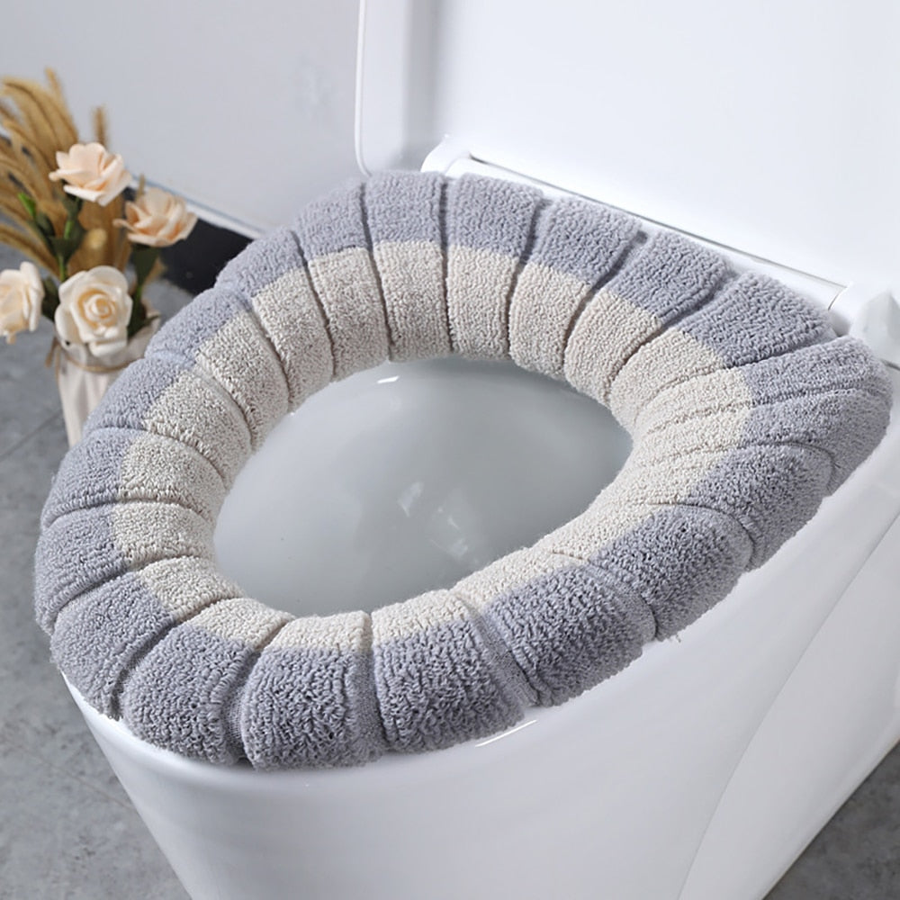 Universal Soft Warm Toilet Seat Cushion.  Easily removed and washable.