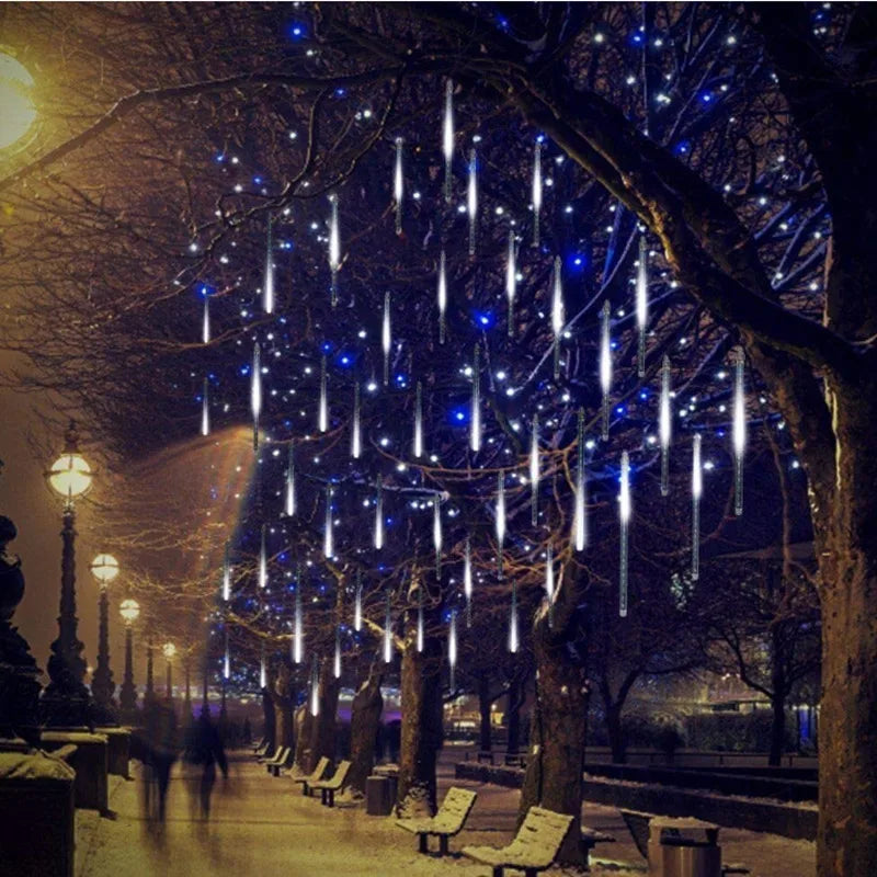 Christmas LED 30cm Or 50cm Meteor Shower Color Lights, 8 Per String