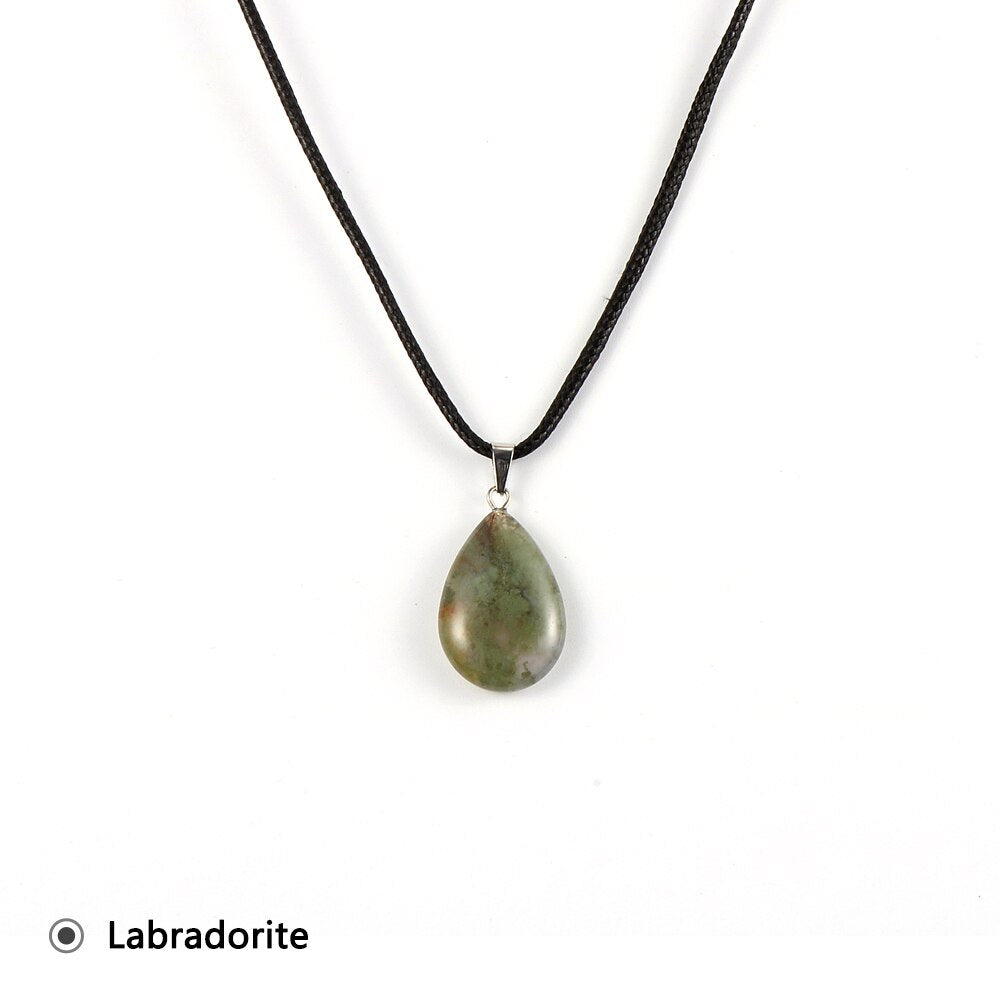 Women Natural Water Drop Pendant Necklace. Easy To Wear As A Necklace OR Choker with a Variety of Stones.