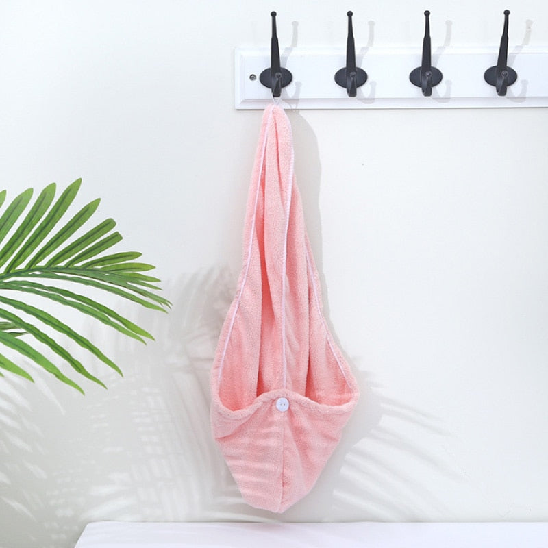 Absorbent quick -drying hair towel.