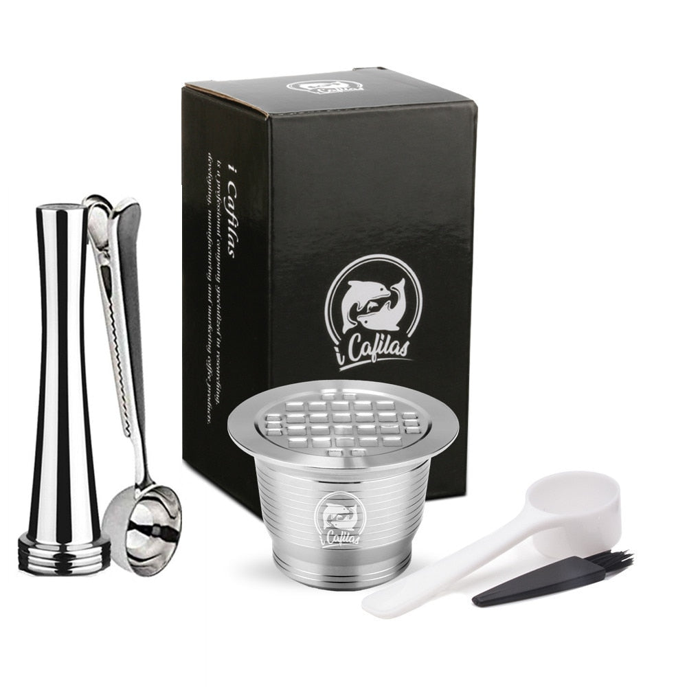 ICafilas Stainless Steel, Reusable Coffee Filter With Tamper for Nespresso Machines.