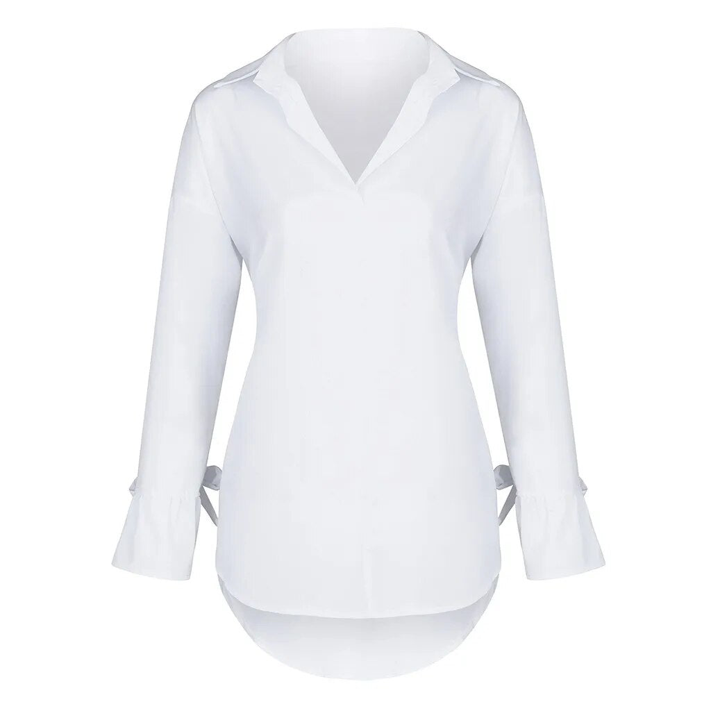 Women's Long Sleeve Solid Color Blouse.