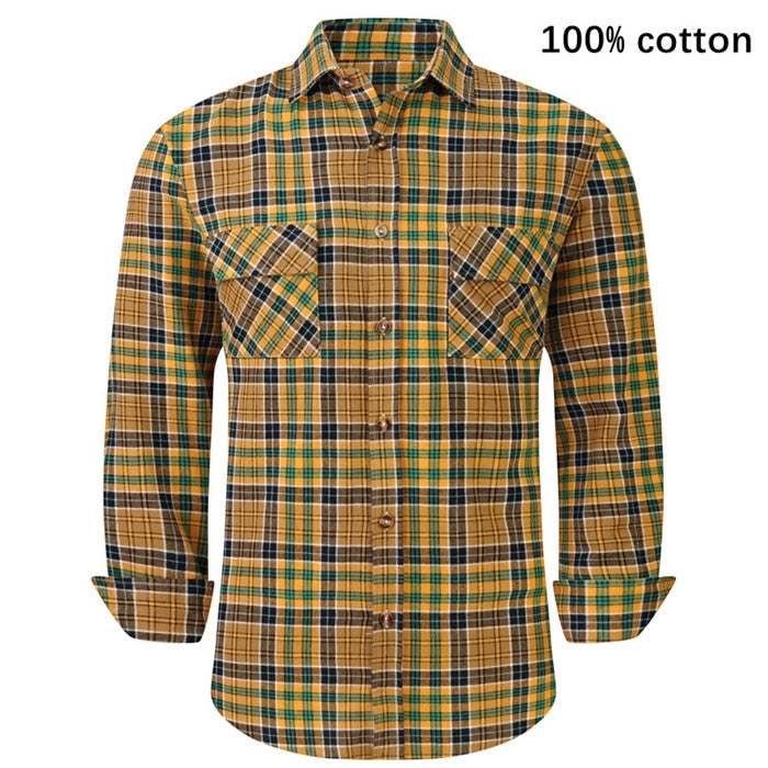 Men's Plaid Flannel Casual Long-Sleeved Shirt. Sizes For (USA SIZE S M L XL 2XL)