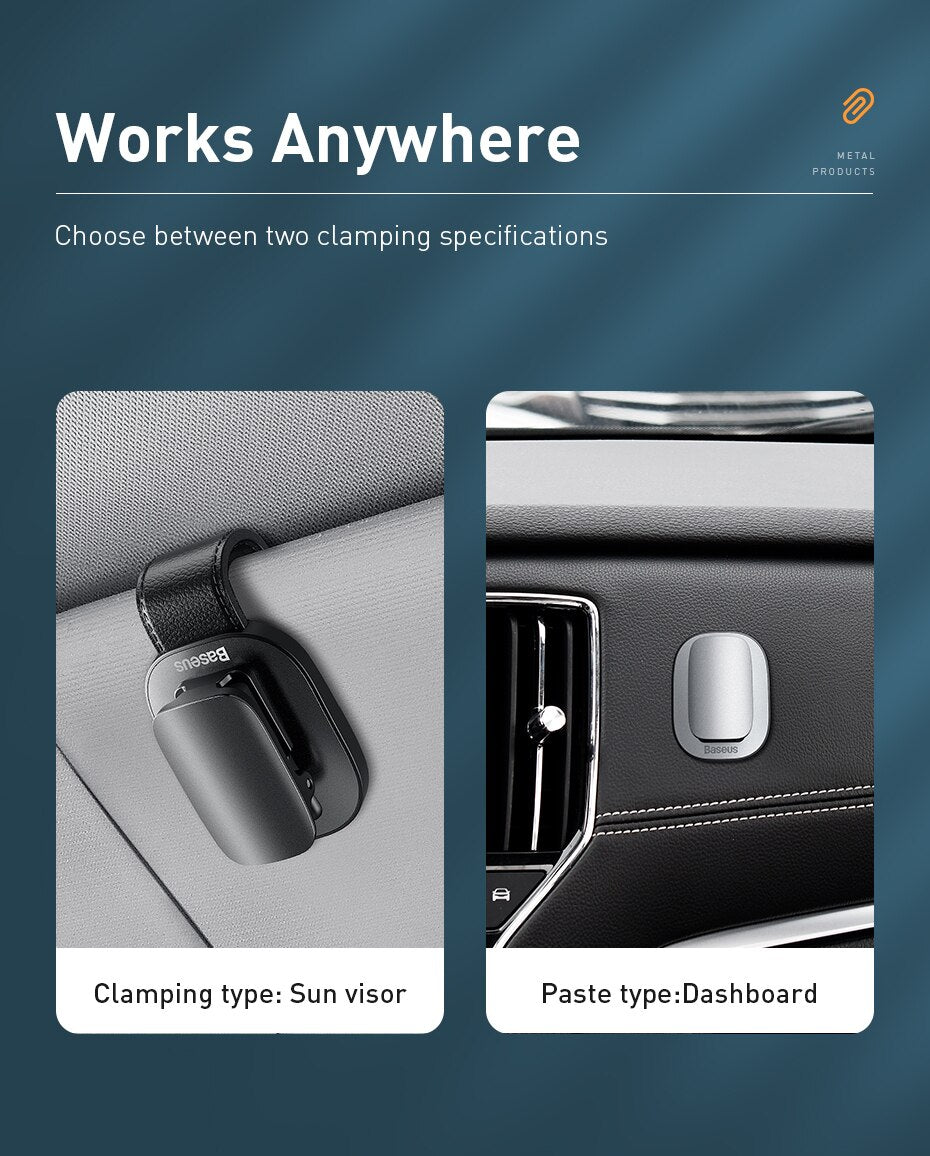 Sun visor clip to hold your sun glasses or eyewear.