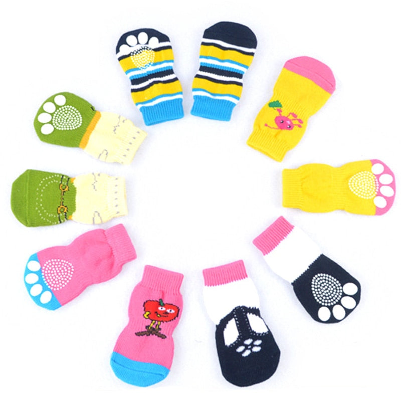 4pcs Anti Slip knitted Socks For Small to Medium Dogs.