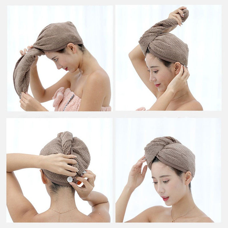 Magic Microfiber hair towel for rapid drying.
