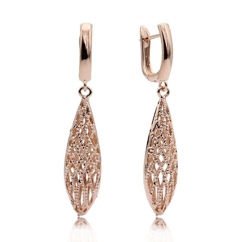 PATAYA Earrings. Rose Gold dangle fashion jewelry.