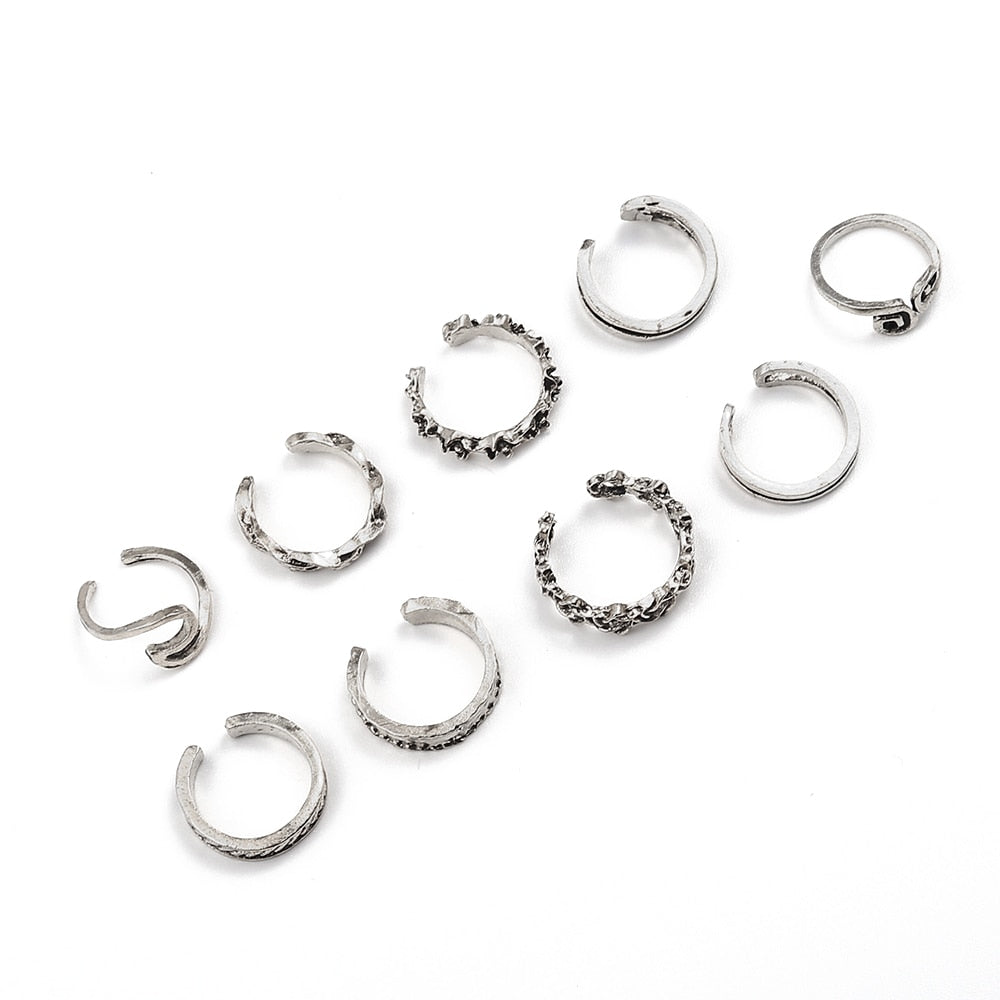 9 PCS/SET Bohemia Mix Adjustable Toe Ring Set.