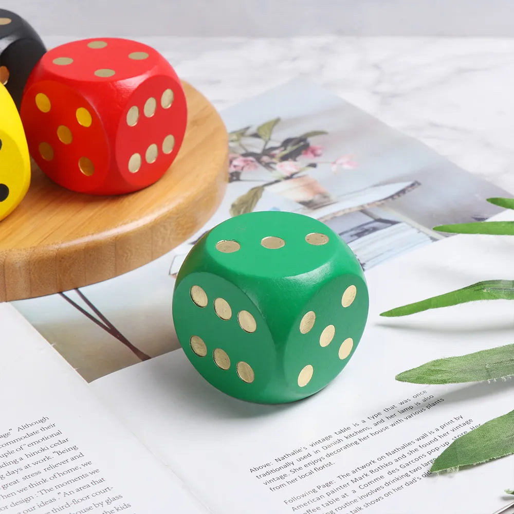 1PC 5cm Wooden,6-Sided Rounded Corners, Colorful Dice.