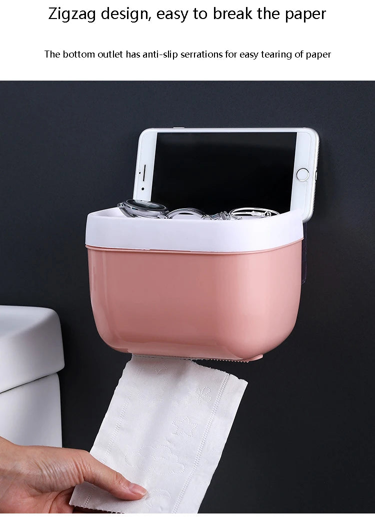 Waterproof Wall Mount Tissue Holder for Bathrooms With Shelf
