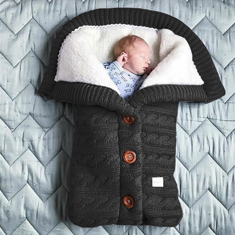 Baby Wool  Button Up Sleeping Bag, Cozy for Autumn Weather in strollers.