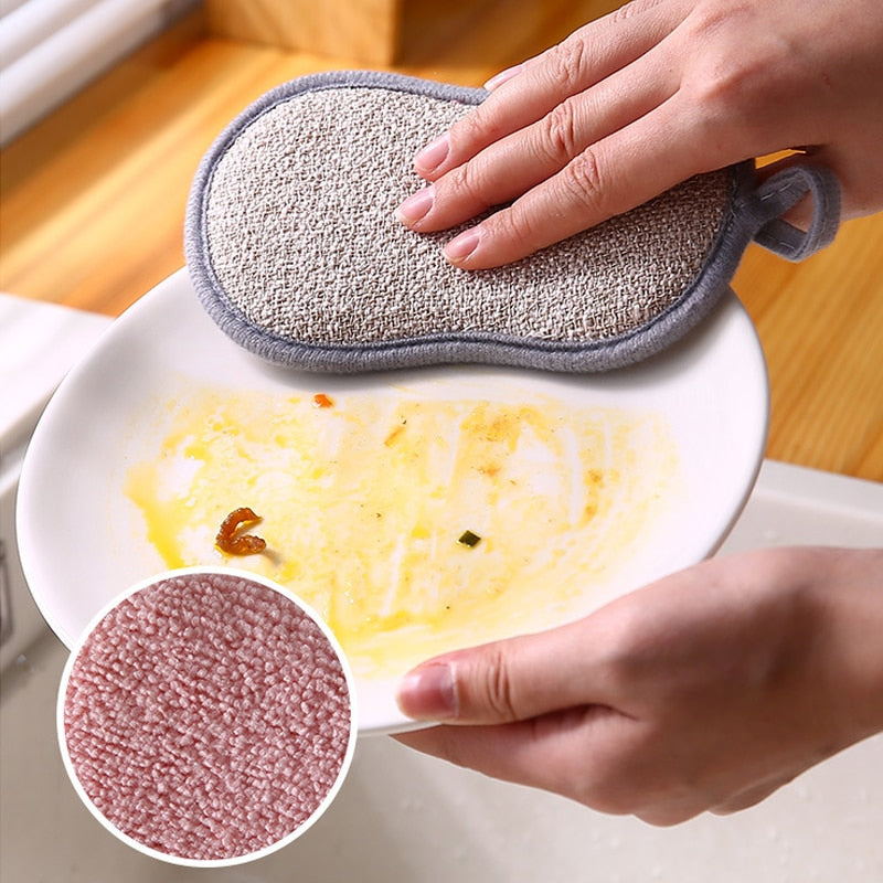 6/3/1pcs Double Sided Nylon/Fabric Sponge Scrubber.