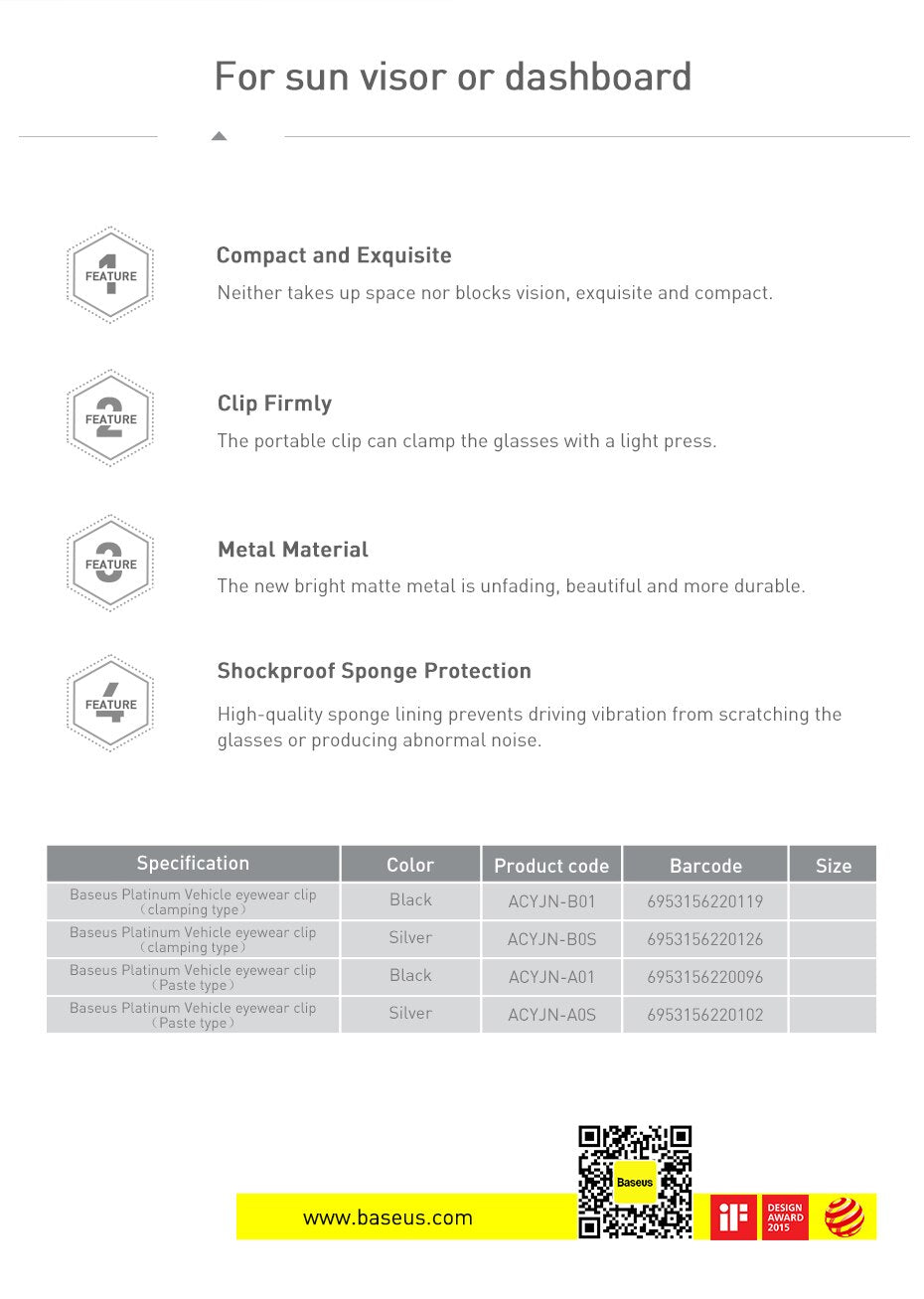 Sun visor clip to hold your sun glasses or eyewear.