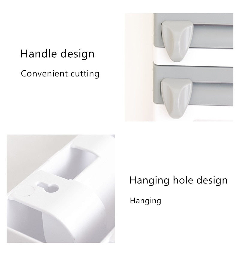 cutter Wall-Mount Paper Towel/Plastic Film Holder With A Shelf For Sauces OR Spices.