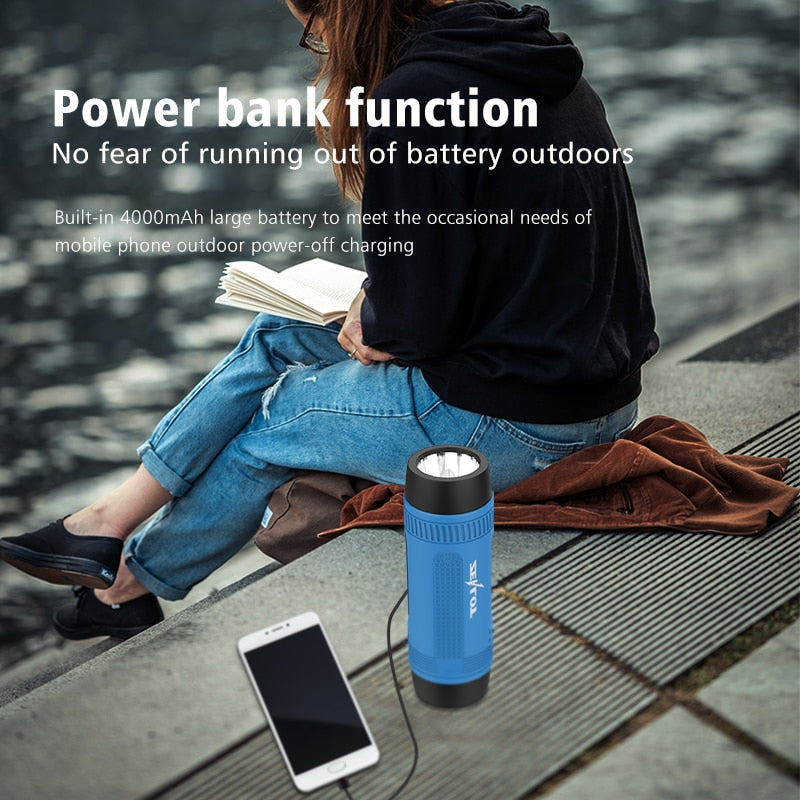 Zealot S1 Waterproof, Wireless Bluetooth Speaker With Bike Mount and Flashlight.