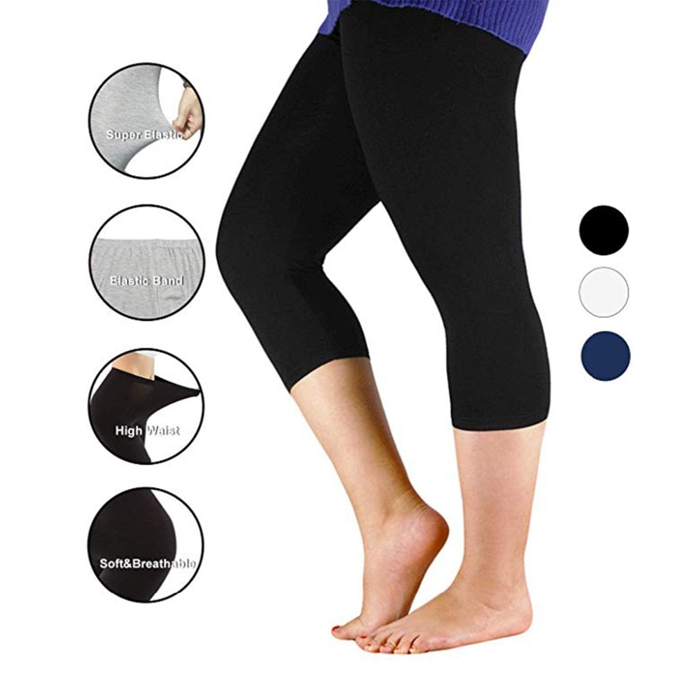 Women's High Stretch Capri Style Casual Bamboo Fiber Leggings. Come in Plus Sizes.