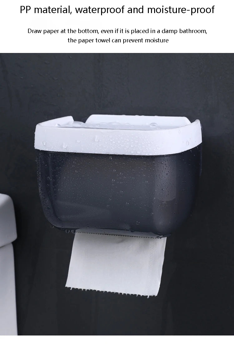 Waterproof Wall Mount Tissue Holder for Bathrooms With Shelf