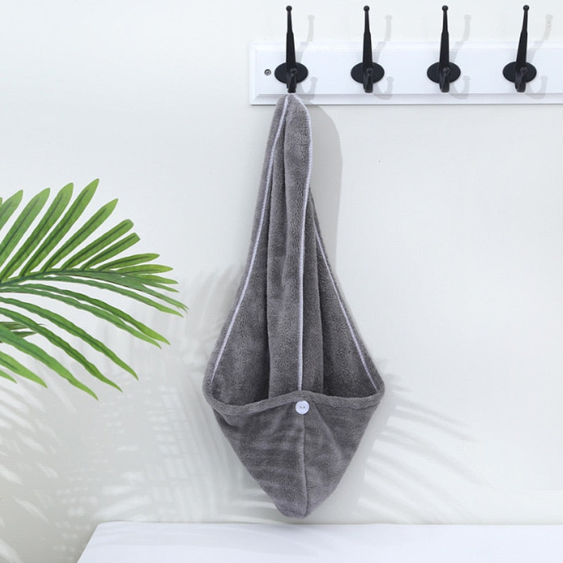 Absorbent quick -drying hair towel.