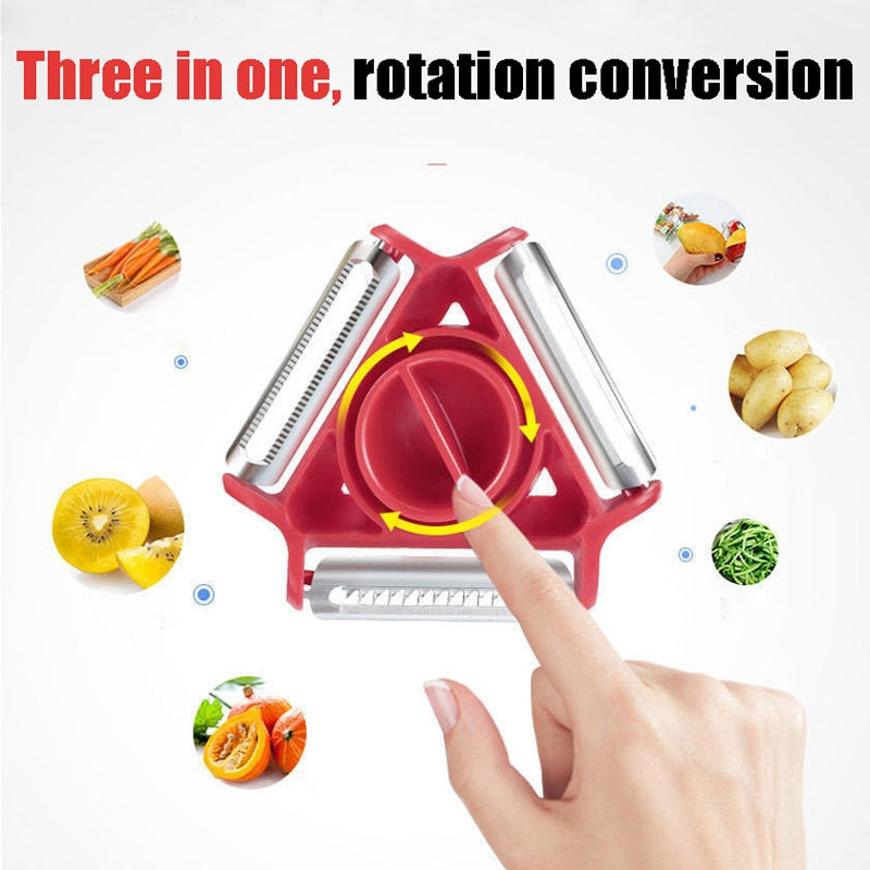 Trio Stainless Steel Blade Peeler/Slicer And Shredder.