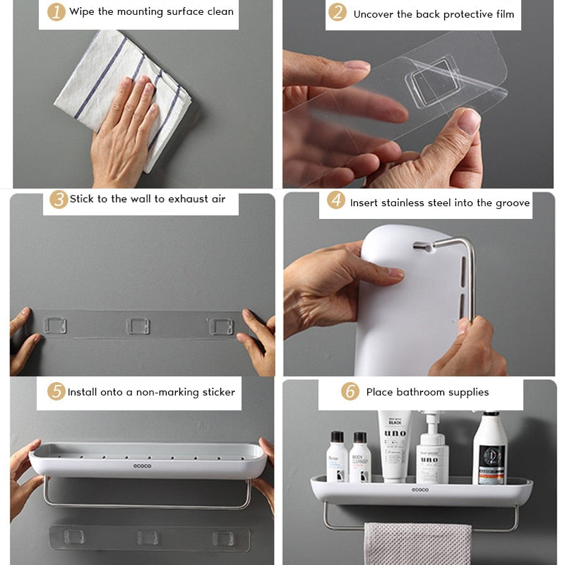 Bathroom/Kitchen Wall Mounted Shelf With Or Without Towel Bar.